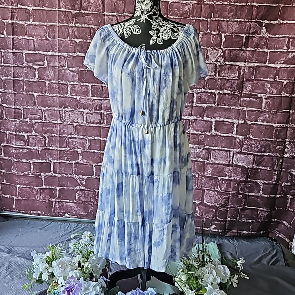Just Found Purple & White Tie Dye Tiered Dress size 1X
